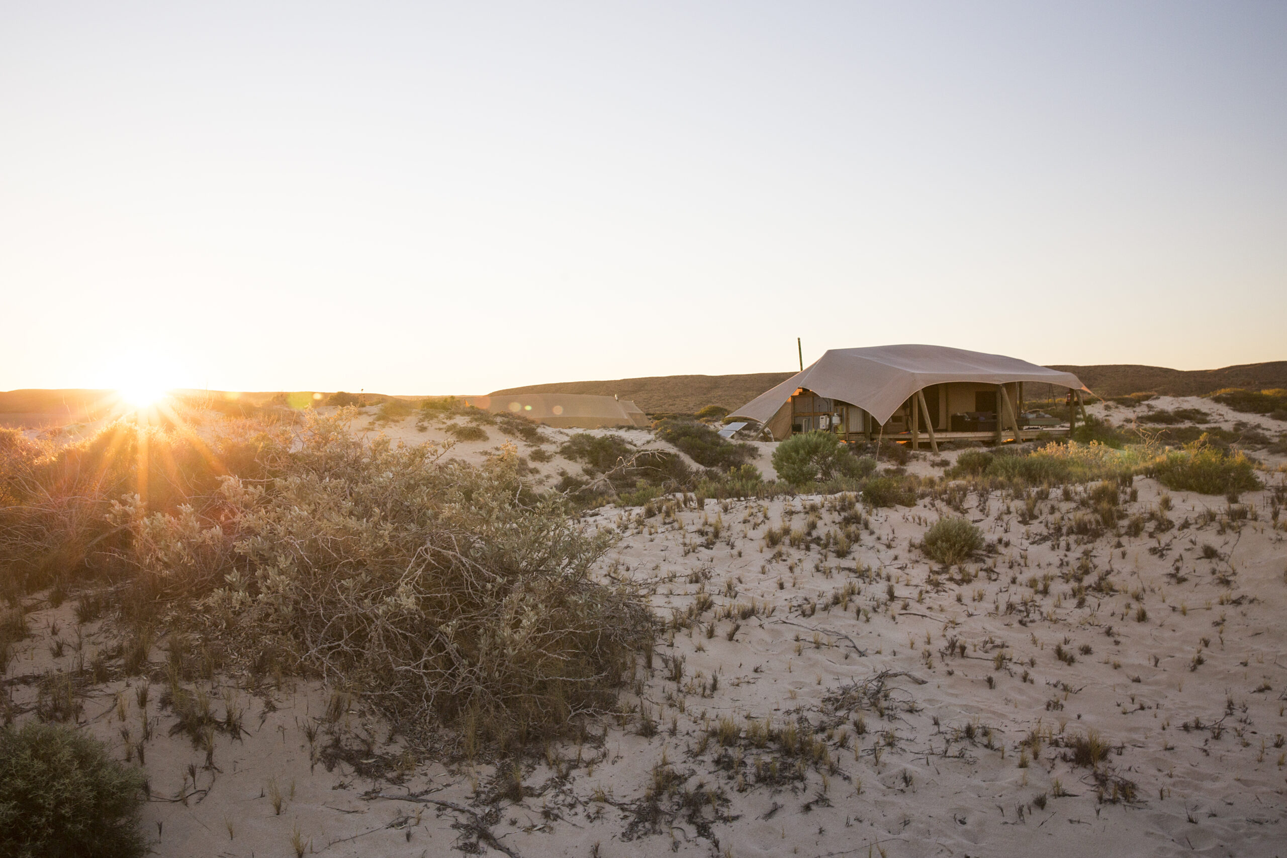 campsite at sunset