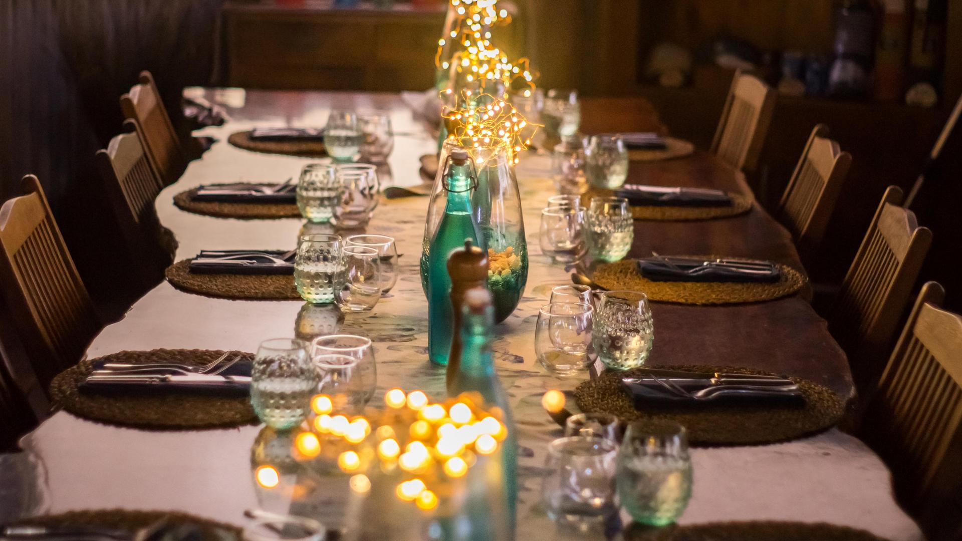 dining table at sunset