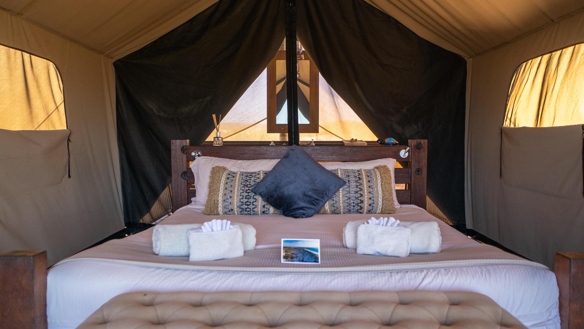 inside luxury safari tent